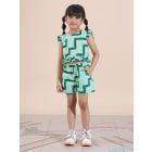 Green Printed Cotton Poplin Co-ord Set- Set of 2