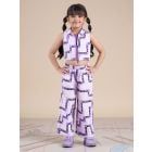 Purple Printed Cotton Poplin Co-ord Set- Set of 2