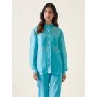 Blue Handwoven Linen Silk Shirt