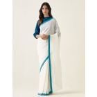 White Handwoven Linen Silk Saree with Blouse- Set of 2
