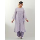 Lavender Embroidered Cotton Kurta with Slip and Pants- Set of 2