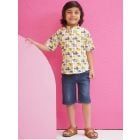 Cream Printed Cotton Shirt