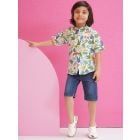Cream Printed Cotton Shirt