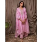 Light Pink Zari Chanderi Silk Suit - Set of 3