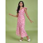 Pink Printed Cotton Linen Dress