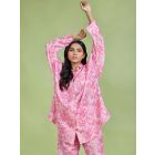 Pink Printed Cotton Linen Shirt