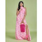 Pink Printed Cotton Linen Dress