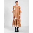 Brown Applique Work Cotton Dress