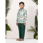 Multicolor Printed Linen Shirt with Pants- Set of 2