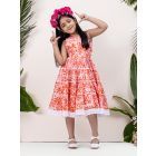 Red Pink Printed Cotton Dress