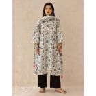Ivory Embroidered Cotton Dupatta