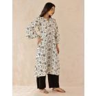 Ivory Embroidered Cotton Kurta with Pants - Set of 2