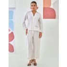 White Embroidered Cotton Co-ord Set - Set of 2