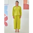 Lime Green Embroidered Cotton Co-ord Set - Set of 2