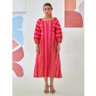 Fuchsia Red Striped Cotton Dress