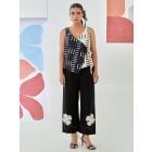 White Black Printed Cotton Top