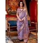 Purple Woven Chiffon Silk Blend Saree