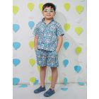 Blue Printed Cotton Co-ord Set - Set of 2