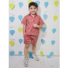 Red Printed Cotton Co-ord Set - Set of 2