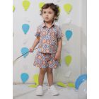 Blue Red Printed Cotton Co-ord Set - Set of 2