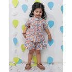 Blue Red Printed Cotton Co-ord Set - Set of 2