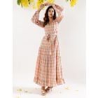 Multicolor Hand Block Printed Cotton Dress with Belt