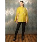 Mustard Yellow Embroidered Raw Silk Cape