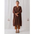 Brown Cotton Kurta with Pants- Set of 2