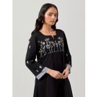 Black Embroidered Cotton Suit - Set of 3