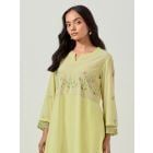 Yellow Embroidered Cotton Suit - Set of 3