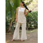 Off White Cut Work Cotton Organza Co-ord Set - Set of 2