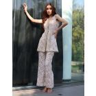 Beige Cotton Jacquard Co-ord Set - Set of 2