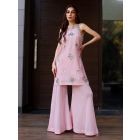 Pink Mirror Work Cotton Kurta with Palazzo - Set of 2
