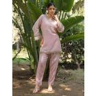Pink Lace Work Cotton Co-ord Set - Set of 2