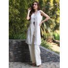 White Embroidered Cotton Co-ord Set - Set of 3