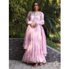 Pink Hand Embroidered Cotton Suit- Set of 3