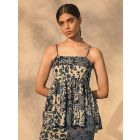 Indigo Patchwork Cotton Top