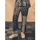 Indigo Printed Cotton Patchwork Pants