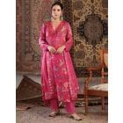 Pink Printed Cotton Silk Suit- Set of 3