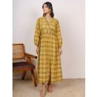 Mustard Yellow Hand Block Printed Cotton Dress