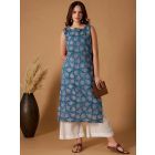Blue Printed Cotton Kurta