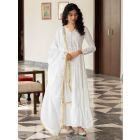 White Gota Work Cotton Suit - Set of 3