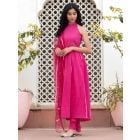 Pink Gota Work Cotton Suit - Set of 3
