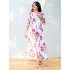 White Red Hand Block Printed Cotton Dress