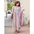Pink Printed Cotton Suit - Set of 3