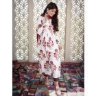 White Red Hand Block Printed Cotton Suit - Set of 3