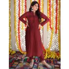 Maroon Cotton Kurta with Pants - Set of 2