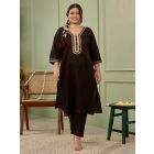 Black Gota Work Cotton Suit - Set of 3