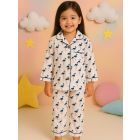 White Hand Block Printed Unisex Cotton Night Wear - Set of 2
