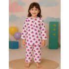 White Pink Hand Block Printed Cotton Night Wear - Set of 2
